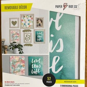 Teal and White Removable Wall Art Set